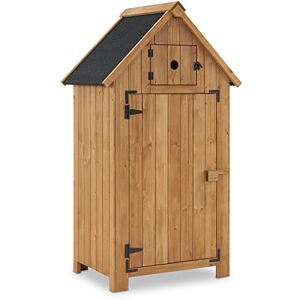 M MCombo Armoire de jardin en bois Petit format Résistant aux intempéries Pour balcon et terrasse 77 x 54 x 137 cm Naturel - Publicité