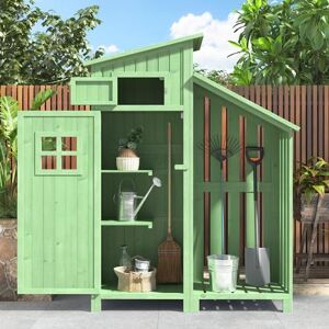 HAINEW Armoire de jardin en bois avec toit en PVC résistant aux intempéries et 2 étagères pour petites pièces, abri de jardin pour petits jardins, dimensions intérieures (l x p x h) : 124 x 46 cm, 124 x 46 x - Publicité