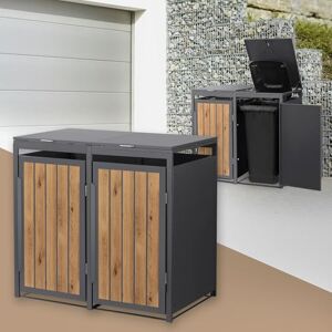 ML DESIGN modern living ML-Design Abri Cache 2 Poubelles, 132x80x120cm 240L, Anthracite Aspect Bois Claire en Acier, Couvercle Rabattable et Porte Clôture, Protection Visuelle, Habillage Conteneurs, Résistant aux Intempéries - Publicité ML DESIGN modern living ML-Design Abri Cache 2 Poubelles, 132x80x120cm 240L, Anthracite Aspect Bois Claire en Acier, Couvercle Rabattable et Porte Clôture, Protection Visuelle, Habillage Conteneurs, Résistant aux Intempéries - Publicité
