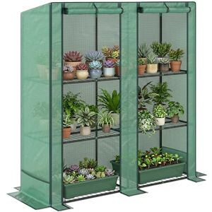 Outsunny Serre de Jardin PE avec étagères 3 Niveaux, Serre de Balcon, bâche renforcée 140 g/m², châssis en Acier, 2 Portes zippées enroulables, pour légumes Plantes Fleurs, 144 x 48 x 152 cm, Vert - Publicité Outsunny Serre de Jardin PE avec étagères 3 Niveaux, Serre de Balcon, bâche renforcée 140 g/m², châssis en Acier, 2 Portes zippées enroulables, pour légumes Plantes Fleurs, 144 x 48 x 152 cm, Vert - Publicité
