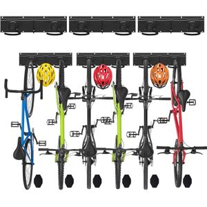 vounot ® Support Vélos Mural en Métal pour 6 Vélos + 3 Casques Porte de Rangement avec 6 Coussinets Silicone Anti Taches Crochet Fixation Robuste pour Garage Cave Noir - Publicité vounot ® Support Vélos Mural en Métal pour 6 Vélos + 3 Casques Porte de Rangement avec 6 Coussinets Silicone Anti Taches Crochet Fixation Robuste pour Garage Cave Noir - Publicité