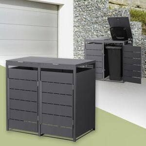 ML DESIGN modern living ML-Design Abri Cache pour 2 Poubelles, 132x80x120 cm Capacité 240L, Anthracite en Acier, Couvercle Rabattable et Porte Clôture, Protection Visuelle, Habillage de Conteneurs, Résistant aux Intempéries - Publicité ML DESIGN modern living ML-Design Abri Cache pour 2 Poubelles, 132x80x120 cm Capacité 240L, Anthracite en Acier, Couvercle Rabattable et Porte Clôture, Protection Visuelle, Habillage de Conteneurs, Résistant aux Intempéries - Publicité