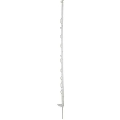 horizont Lot de 5 piquets de clôture de pâturage En plastique blanc Hauteur 138 cm Une marche Avec œillets pour rubans, cordes, torons, grillage - Publicité horizont Lot de 5 piquets de clôture de pâturage En plastique blanc Hauteur 138 cm Une marche Avec œillets pour rubans, cordes, torons, grillage - Publicité