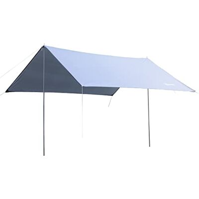 Outsunny Portable 3x3 m Double Beach Tent, UV Protection, Sunshade Awning for Camping, Picnic, Waterproof Tarp with Carrying Bag, White (Tente de plage double portable 3x3 m, protection contre les UV, - Publicité Outsunny Portable 3x3 m Double Beach Tent, UV Protection, Sunshade Awning for Camping, Picnic, Waterproof Tarp with Carrying Bag, White (Tente de plage double portable 3x3 m, protection contre les UV, - Publicité