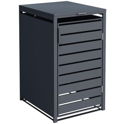 Vivol Boîte de rangement pour poubelle à roulettes, couvercle de poubelle à roulettes, pare-vue en acier (1, métal anthracite) - Publicité Vivol Boîte de rangement pour poubelle à roulettes, couvercle de poubelle à roulettes, pare-vue en acier (1, métal anthracite) - Publicité
