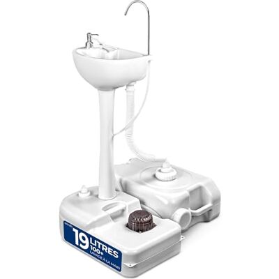 SereneLife Station de lavage mobile portable - 17L - Blanc - Camping - Publicité SereneLife Station de lavage mobile portable - 17L - Blanc - Camping - Publicité