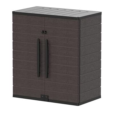 Duramax Cedargrain Short Plastic Vertical Storage Cabinet, 2 Door Cabinet with 2 Shelves, Garden Storage Locker, Outdoor Lockable Cabinet, Water Resistant Short Cupboard, Garden Storage Unit, Brown - Publicité Duramax Cedargrain Short Plastic Vertical Storage Cabinet, 2 Door Cabinet with 2 Shelves, Garden Storage Locker, Outdoor Lockable Cabinet, Water Resistant Short Cupboard, Garden Storage Unit, Brown - Publicité