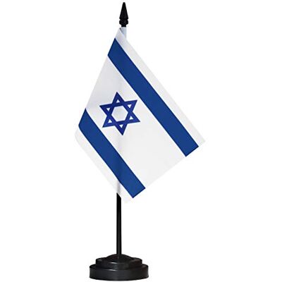 Anley Israel Ensemble de drapeaux de bureau de luxe Drapeau de bureau israélien miniature 6 x 4 pouces avec mât solide de 12 "- Couleurs vives et résistant à la décoloration Base noire - Publicité Anley Israel Ensemble de drapeaux de bureau de luxe Drapeau de bureau israélien miniature 6 x 4 pouces avec mât solide de 12 "- Couleurs vives et résistant à la décoloration Base noire - Publicité