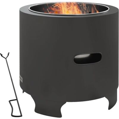 Outsunny Brasero sans fumée Rond Portable diamètre 45 cm Noir foyer à bois extérieur, pot intérieur en acier inoxydable, tisonnier, poignées rainurées - Publicité Outsunny Brasero sans fumée Rond Portable diamètre 45 cm Noir foyer à bois extérieur, pot intérieur en acier inoxydable, tisonnier, poignées rainurées - Publicité