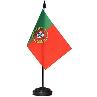 Anley Portugal Ensemble de drapeaux de bureau de luxe Drapeau de bureau portugais miniature de 6 x 4 pouces avec mât solide de 12 "- Couleurs vives et résistant à la décoloration Base noire - Publicité Anley Portugal Ensemble de drapeaux de bureau de luxe Drapeau de bureau portugais miniature de 6 x 4 pouces avec mât solide de 12 "- Couleurs vives et résistant à la décoloration Base noire - Publicité