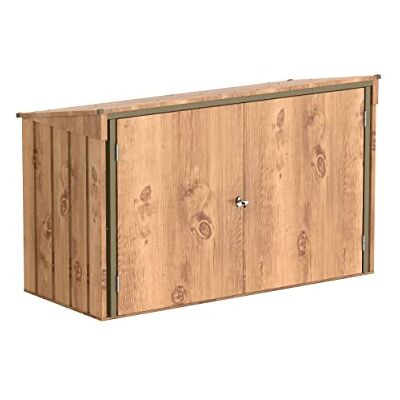 Duramax abri pour poubelles pour 3 avec ouverture par le haut et portes doubles verrouillables, abri de jardin en métal, cachettes pour poubelles, Abri pour poubelles, 214x101x133 cm, grain de bois - Publicité Duramax abri pour poubelles pour 3 avec ouverture par le haut et portes doubles verrouillables, abri de jardin en métal, cachettes pour poubelles, Abri pour poubelles, 214x101x133 cm, grain de bois - Publicité