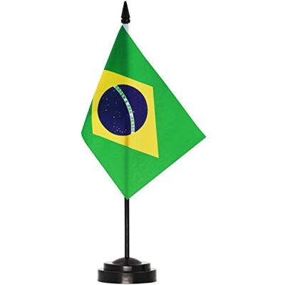 Anley Brazil Ensemble de drapeaux de bureau de luxe Drapeau de bureau brésilien miniature 6 x 4 pouces avec mât solide de 12 "- Couleurs vives et résistant à la décoloration Base noire et dessus - Publicité Anley Brazil Ensemble de drapeaux de bureau de luxe Drapeau de bureau brésilien miniature 6 x 4 pouces avec mât solide de 12 "- Couleurs vives et résistant à la décoloration Base noire et dessus - Publicité