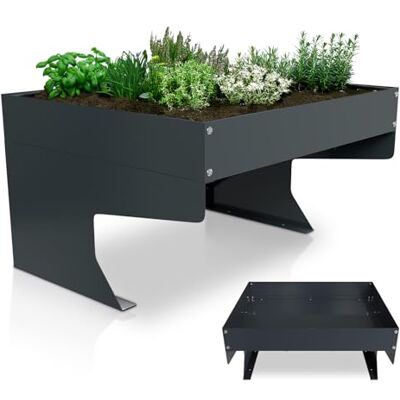 Juskys Garage pour robot de tonte avec bac à plantes, abri en acier galvanisé pour robot de tonte, protection contre le vent et les intempéries, anthracite - Publicité Juskys Garage pour robot de tonte avec bac à plantes, abri en acier galvanisé pour robot de tonte, protection contre le vent et les intempéries, anthracite - Publicité