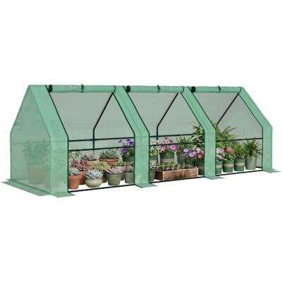 Outsunny Mini Serre de Jardin Mini Serre Tunnel 270L x 90l x 90H cm Vert Toit Pointu, Acier, PE Haute Densité 140 g/m² Anti-UV, 3 Fenêtres avec Zip Enroulables - Publicité Outsunny Mini Serre de Jardin Mini Serre Tunnel 270L x 90l x 90H cm Vert Toit Pointu, Acier, PE Haute Densité 140 g/m² Anti-UV, 3 Fenêtres avec Zip Enroulables - Publicité
