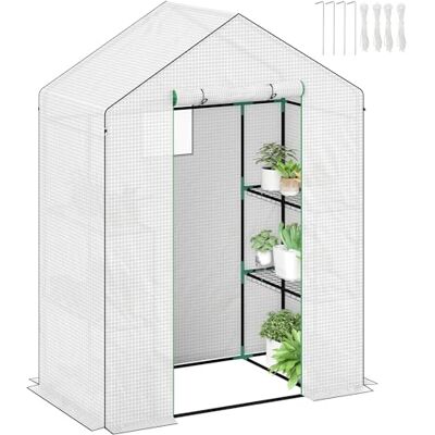 Outsunny Serre de Jardin PE avec étagères 3 Niveaux, Serre d'extérieur avec bâche renforcée 135 g/m² Anti-UV, châssis en Acier, Portes zippées enroulables et fenêtres en Maille, 143x74x190cm, Blanc - Publicité Outsunny Serre de Jardin PE avec étagères 3 Niveaux, Serre d'extérieur avec bâche renforcée 135 g/m² Anti-UV, châssis en Acier, Portes zippées enroulables et fenêtres en Maille, 143x74x190cm, Blanc - Publicité