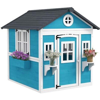 Outsunny Cabane Enfant Extérieur pour 3-8 Ans 114 x 126,4 x 135 cm Bleu Maison Enfant Extérieure, Porte, Fenêtres Et Jardinières, Cabane De Jardin - Publicité Outsunny Cabane Enfant Extérieur pour 3-8 Ans 114 x 126,4 x 135 cm Bleu Maison Enfant Extérieure, Porte, Fenêtres Et Jardinières, Cabane De Jardin - Publicité
