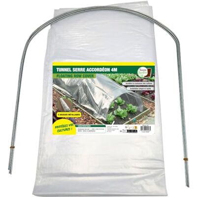 TERRE JARDIN Tunnel de forçage accordéon Souple 4 m, Translucide, 6 arceaux Tunnel de forçage accordéon 4 mètres avec 6 arceaux intégrés, bâche polyéthylène translucide, déploiement instantané - Publicité TERRE JARDIN Tunnel de forçage accordéon Souple 4 m, Translucide, 6 arceaux Tunnel de forçage accordéon 4 mètres avec 6 arceaux intégrés, bâche polyéthylène translucide, déploiement instantané - Publicité