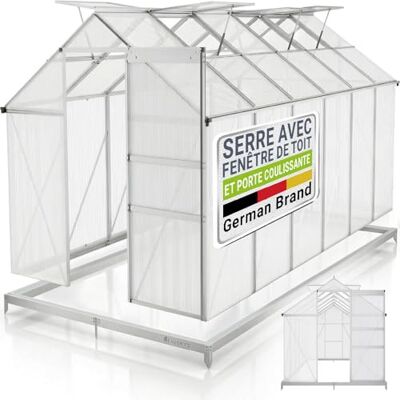 Juskys ® Serre 7,2 m² Transparent/Argent Solide avec Cadre Aluminium et Fondation Acier, résistante aux UV, Porte coulissante verrouillable, fenêtres de Toit ventilables 61x57 cm - Publicité Juskys ® Serre 7,2 m² Transparent/Argent Solide avec Cadre Aluminium et Fondation Acier, résistante aux UV, Porte coulissante verrouillable, fenêtres de Toit ventilables 61x57 cm - Publicité