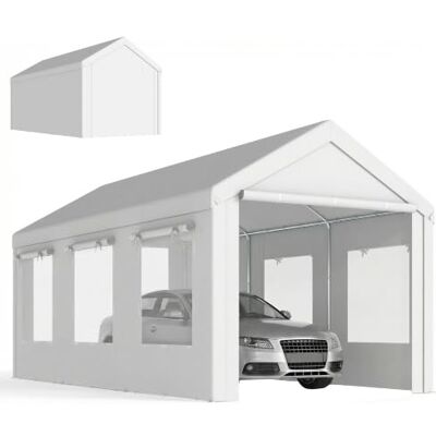 Outsunny Abri de Voiture 3x6m UV30+ Hauteur Réglable Carport Blanc Acier Galvanisé Robuste Ø37mm, Garage Mobile, Tente de Garage, 6 Fenêtres, Moustiquaire - Publicité Outsunny Abri de Voiture 3x6m UV30+ Hauteur Réglable Carport Blanc Acier Galvanisé Robuste Ø37mm, Garage Mobile, Tente de Garage, 6 Fenêtres, Moustiquaire - Publicité