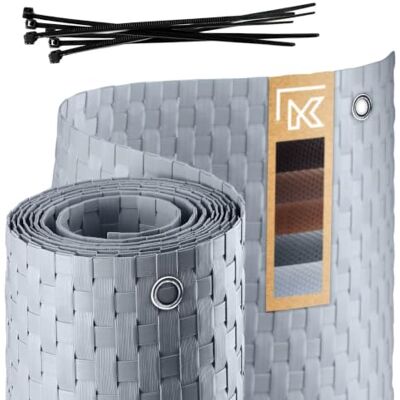 KADAX Brise-vue pour balcon, terrasse, clôture, résistant aux intempéries, en rotin PE, revętement de balcon avec serre-câbles, protection contre le vent 0,9 m x 4 m gris clair - Publicité KADAX Brise-vue pour balcon, terrasse, clôture, résistant aux intempéries, en rotin PE, revętement de balcon avec serre-câbles, protection contre le vent 0,9 m x 4 m gris clair - Publicité