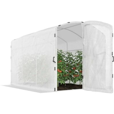 Outsunny Serre Tunnel de Jardin 6m² Bâche PE 220g/m² 300x200x195cm Blanc Serre de Jardin Tunnel, Bords Prolongés 50 cm, Avec Porte, Pour Extérieur, Toutes Saisons, Légumes, Fruits, Fleurs - Publicité Outsunny Serre Tunnel de Jardin 6m² Bâche PE 220g/m² 300x200x195cm Blanc Serre de Jardin Tunnel, Bords Prolongés 50 cm, Avec Porte, Pour Extérieur, Toutes Saisons, Légumes, Fruits, Fleurs - Publicité