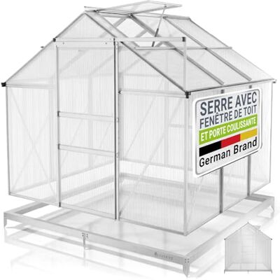Juskys ® Serre 3,6 m² Transparent/Argent Solide avec Cadre Aluminium et Fondation Acier, résistante aux UV, Porte coulissante verrouillable, fenêtres de Toit ventilables 61x57 cm - Publicité Juskys ® Serre 3,6 m² Transparent/Argent Solide avec Cadre Aluminium et Fondation Acier, résistante aux UV, Porte coulissante verrouillable, fenêtres de Toit ventilables 61x57 cm - Publicité