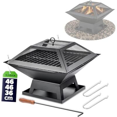 KADAX Brasero en acier, 46 x 36 cm, brasero avec pare-étincelles, tisonnier et grille, brasero d'extérieur pour jardin et terrasse (noir) - Publicité KADAX Brasero en acier, 46 x 36 cm, brasero avec pare-étincelles, tisonnier et grille, brasero d'extérieur pour jardin et terrasse (noir) - Publicité