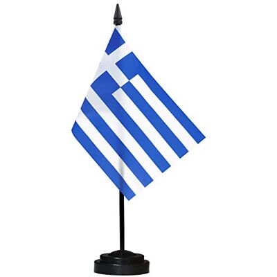 Anley Grèce Ensemble de drapeaux de bureau de luxe Drapeau de bureau grec miniature de 6 x 4 pouces avec mât solide de 12 "- Couleurs vives et résistant à la décoloration Base noire et dessus - Publicité Anley Grèce Ensemble de drapeaux de bureau de luxe Drapeau de bureau grec miniature de 6 x 4 pouces avec mât solide de 12 "- Couleurs vives et résistant à la décoloration Base noire et dessus - Publicité