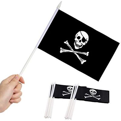 Anley Drapeau de bâton de pirate, Jolly Roger 5x8 pouces (12 X 20 cm) Mini drapeau à main avec poteau solide blanc de 12 "- Couleur vive et résistant à la décoloration 5 x 8 pouces - Publicité Anley Drapeau de bâton de pirate, Jolly Roger 5x8 pouces (12 X 20 cm) Mini drapeau à main avec poteau solide blanc de 12 "- Couleur vive et résistant à la décoloration 5 x 8 pouces - Publicité