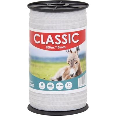 Voss 2X Ruban pour clôture électrique Classic, pour Paddocks, 10 mm, 200 m, avec conducteurs 4X 0.16 INOX, Couleur Blanche - Publicité Voss 2X Ruban pour clôture électrique Classic, pour Paddocks, 10 mm, 200 m, avec conducteurs 4X 0.16 INOX, Couleur Blanche - Publicité