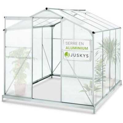 Juskys Serre en Aluminium avec fondations 4,75 m² 190 × 253 cm 1 vasistas et Porte coulissante Panneaux de 4 mm Serre de Jardin - Publicité Juskys Serre en Aluminium avec fondations 4,75 m² 190 × 253 cm 1 vasistas et Porte coulissante Panneaux de 4 mm Serre de Jardin - Publicité