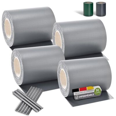 Juskys Rouleaux Brise-Vue en PVC pour clôtures à barreaux Doubles 4 Rouleaux de 35 m, 120 Clips de Fixation Film Anti-Regards pour clôture Protection visuelle Protection Contre Le Vent Gris Clair - Publicité Juskys Rouleaux Brise-Vue en PVC pour clôtures à barreaux Doubles 4 Rouleaux de 35 m, 120 Clips de Fixation Film Anti-Regards pour clôture Protection visuelle Protection Contre Le Vent Gris Clair - Publicité