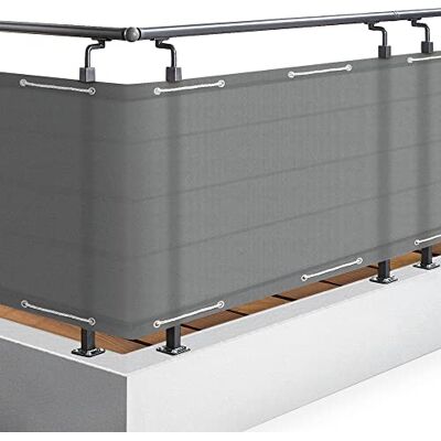 Sol Royal Brise Vue Balcon extérieur PES avec œillets Cordons Protection UV - Publicité Sol Royal Brise Vue Balcon extérieur PES avec œillets Cordons Protection UV - Publicité
