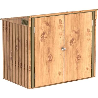Duramax abri pour poubelles pour 2 avec ouverture par le haut et portes doubles verrouillables, abri de jardin en métal, cachettes pour poubelles, Abri pour poubelles, 154x96x131 cm, grain de bois - Publicité Duramax abri pour poubelles pour 2 avec ouverture par le haut et portes doubles verrouillables, abri de jardin en métal, cachettes pour poubelles, Abri pour poubelles, 154x96x131 cm, grain de bois - Publicité