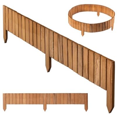 KADAX Bordure de pelouse en bois 116 x 15 cm Bordure de parterre Clôture flexible en bois Clôture de jardin Bordure flexible Marron clair - Publicité KADAX Bordure de pelouse en bois 116 x 15 cm Bordure de parterre Clôture flexible en bois Clôture de jardin Bordure flexible Marron clair - Publicité