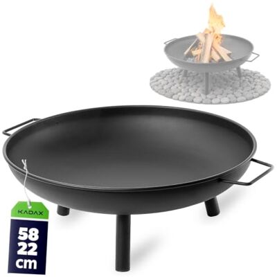 KADAX Brasero de 58 cm de diamètre En acier Pour jardin, balcon et terrasse Avec pieds amovibles Noir - Publicité KADAX Brasero de 58 cm de diamètre En acier Pour jardin, balcon et terrasse Avec pieds amovibles Noir - Publicité