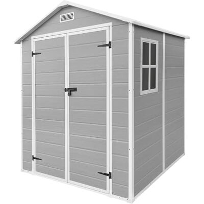 ECD Germany Abri de Jardin avec Plancher en Résine PP 5m³ Gris Clair, Toit Double Pente, Fenêtre, Porte Double, Ventilation, Cabane de Rangement Extérieur 151x182x220 cm, Résistant Aux Intempéries - Publicité ECD Germany Abri de Jardin avec Plancher en Résine PP 5m³ Gris Clair, Toit Double Pente, Fenêtre, Porte Double, Ventilation, Cabane de Rangement Extérieur 151x182x220 cm, Résistant Aux Intempéries - Publicité