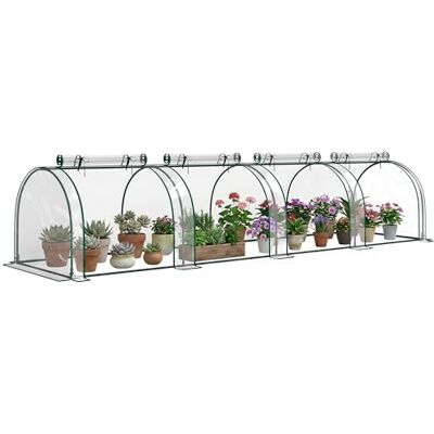 HOMCOM Outsunny Mini Serre de Jardin, Mini Serre Tunnel, Serre à Tomates 3,95L x 1l x 0,8H m, Acier, PVC Haute Densité Anti-UV, 4 Fenêtres avec Zip Enroulables, Vert et Transparent - Publicité HOMCOM Outsunny Mini Serre de Jardin, Mini Serre Tunnel, Serre à Tomates 3,95L x 1l x 0,8H m, Acier, PVC Haute Densité Anti-UV, 4 Fenêtres avec Zip Enroulables, Vert et Transparent - Publicité