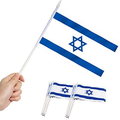 Anley Drapeau de bâton d'Israël, Israël 5x8 pouces (12 X 20 cm) Mini drapeau à main avec poteau solide blanc de 12 "(30 cm) Couleur vive et résistant à la décoloration 5.5 x 8 pouces - Publicité Anley Drapeau de bâton d'Israël, Israël 5x8 pouces (12 X 20 cm) Mini drapeau à main avec poteau solide blanc de 12 "(30 cm) Couleur vive et résistant à la décoloration 5.5 x 8 pouces - Publicité