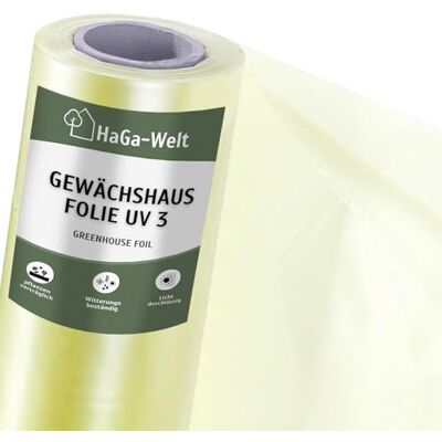HaGa UV3 Film pour Serre 6m x 10m Film PE Transparent comme Tunnel en Plastique, Serre, Serre à tomates Résistant aux intempéries Résistant aux UV - Publicité HaGa UV3 Film pour Serre 6m x 10m Film PE Transparent comme Tunnel en Plastique, Serre, Serre à tomates Résistant aux intempéries Résistant aux UV - Publicité