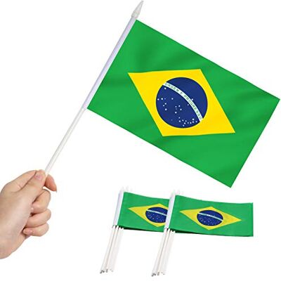 Anley Drapeau de bâton du Brésil, Mini Drapeau brésilien de 5.5 x 8 Pouces (12 x 20 cm) avec Un Poteau Solide Blanc de 12 "(30 cm) Couleur vive et résistant à la décoloration 5.5 x 8 Pouces - Publicité Anley Drapeau de bâton du Brésil, Mini Drapeau brésilien de 5.5 x 8 Pouces (12 x 20 cm) avec Un Poteau Solide Blanc de 12 "(30 cm) Couleur vive et résistant à la décoloration 5.5 x 8 Pouces - Publicité