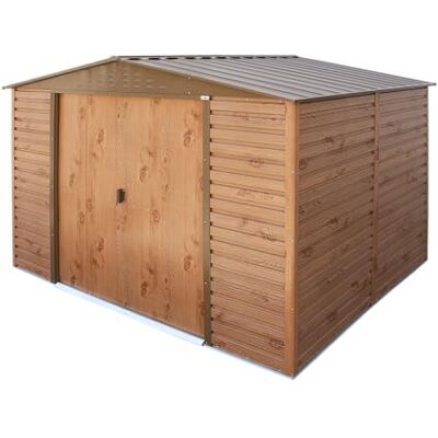 Duramax Alpine 10 x 8 (7,82 m²) Abri de Jardin en métal avec Base, Acier galvanisé à Chaud, Structure de Toit renforcée, Abri de Jardin sans Entretien et résistant aux intempéries, Grain de Bois - Publicité Duramax Alpine 10 x 8 (7,82 m²) Abri de Jardin en métal avec Base, Acier galvanisé à Chaud, Structure de Toit renforcée, Abri de Jardin sans Entretien et résistant aux intempéries, Grain de Bois - Publicité