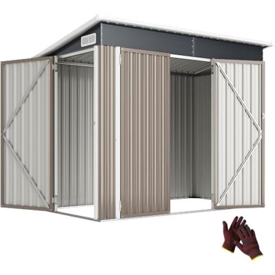 Outsunny Abri de Jardin Métal 3m² Gants Aérations 249x121x183cm Gris Clair Cabane de Jardin, Structure en Acier Galvanisé Améliorée, Cabanon Rangement Outils, Portes Verrouillables - Publicité Outsunny Abri de Jardin Métal 3m² Gants Aérations 249x121x183cm Gris Clair Cabane de Jardin, Structure en Acier Galvanisé Améliorée, Cabanon Rangement Outils, Portes Verrouillables - Publicité