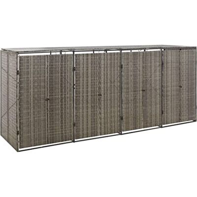 vidaXL Abri pour Poubelle Quadruple Gris 274x80x117 cm Résine tressée - Publicité vidaXL Abri pour Poubelle Quadruple Gris 274x80x117 cm Résine tressée - Publicité