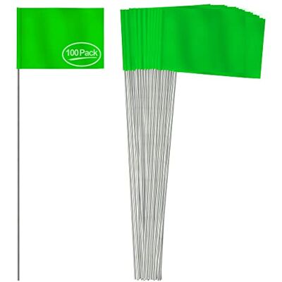 Anley Lot de 100 Drapeaux de marquage en Vinyle 4" X 5" avec Poteau en Acier de 38,1 cm pour l'industrie, l'aménagement paysager, Les Services publics souterrains, Les égouts et l'arpentage (Vert) - Publicité Anley Lot de 100 Drapeaux de marquage en Vinyle 4" X 5" avec Poteau en Acier de 38,1 cm pour l'industrie, l'aménagement paysager, Les Services publics souterrains, Les égouts et l'arpentage (Vert) - Publicité