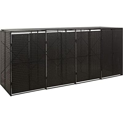 Tomostar Cache Poubelle Extérieur Quadruple, Abri Rangement de Poubelle Quadruple Noir 274x80x117 cm Résine tressée - Publicité Tomostar Cache Poubelle Extérieur Quadruple, Abri Rangement de Poubelle Quadruple Noir 274x80x117 cm Résine tressée - Publicité