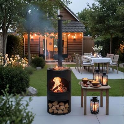 PakketPanda Foyer de terrasse Poêle de jardin Barbecue Chauffage de terrasse Cheminée de jardin avec barbecue Noir - Publicité PakketPanda Foyer de terrasse Poêle de jardin Barbecue Chauffage de terrasse Cheminée de jardin avec barbecue Noir - Publicité