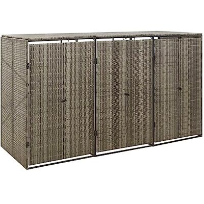 vidaXL Abri pour Poubelle Triple Gris 207x80x117 cm Résine tressée - Publicité vidaXL Abri pour Poubelle Triple Gris 207x80x117 cm Résine tressée - Publicité