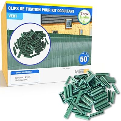 TERRE JARDIN Ose Clips de Fixation pour Brise Vue, Vert, Lot de 50 Clips de Fixation Occultant Unité Vert - Publicité TERRE JARDIN Ose Clips de Fixation pour Brise Vue, Vert, Lot de 50 Clips de Fixation Occultant Unité Vert - Publicité