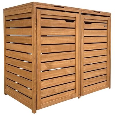AXI Lex Cache-Poubelle en Bois Marron pour 2 Conteneurs Abri Poubelle avec Couvercle, Certifié FSC, Max 480 L, 137 x 85 x 121 cm - Publicité AXI Lex Cache-Poubelle en Bois Marron pour 2 Conteneurs Abri Poubelle avec Couvercle, Certifié FSC, Max 480 L, 137 x 85 x 121 cm - Publicité